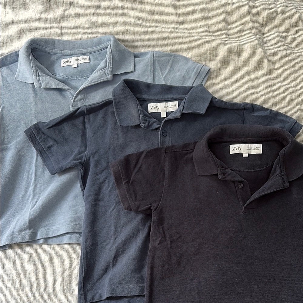 Zara Kids Polo Shirt Set - light blue, Blue, Navy size 6